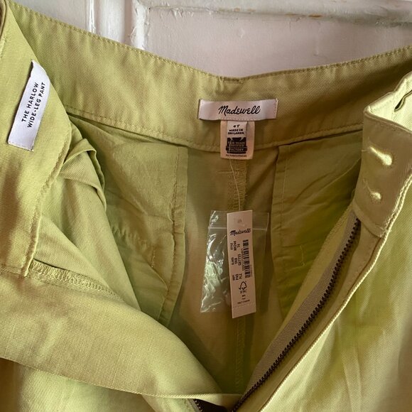 NWT Madewell The Tall Harlow Wide Leg Pant in Drapey Twill -- Pale Lemongrass - Picture 11 of 12